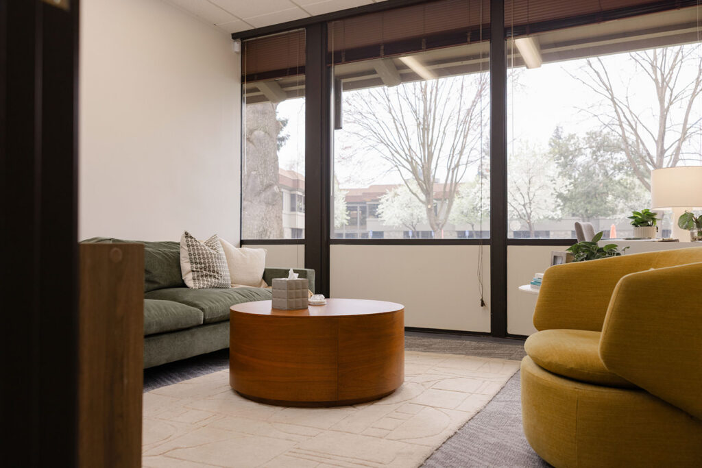 Warm lifestyle branding photo of Sacramento therapist office — personal brand photography for mental health professionals